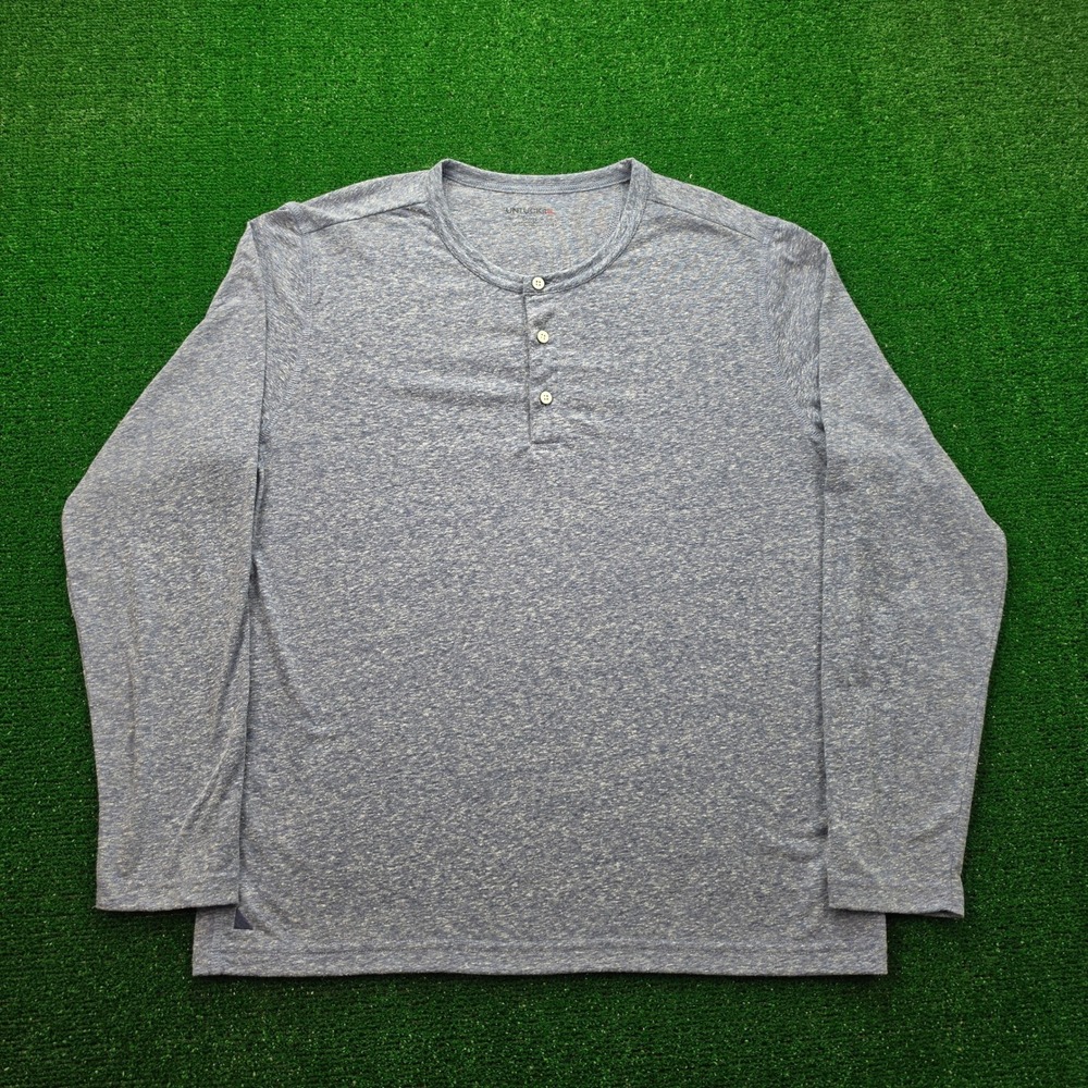 UNTUCKit ARNESQUE Henley Shirt Mens Large Blue Gray Long Sleeve Pullover‎ Preppy